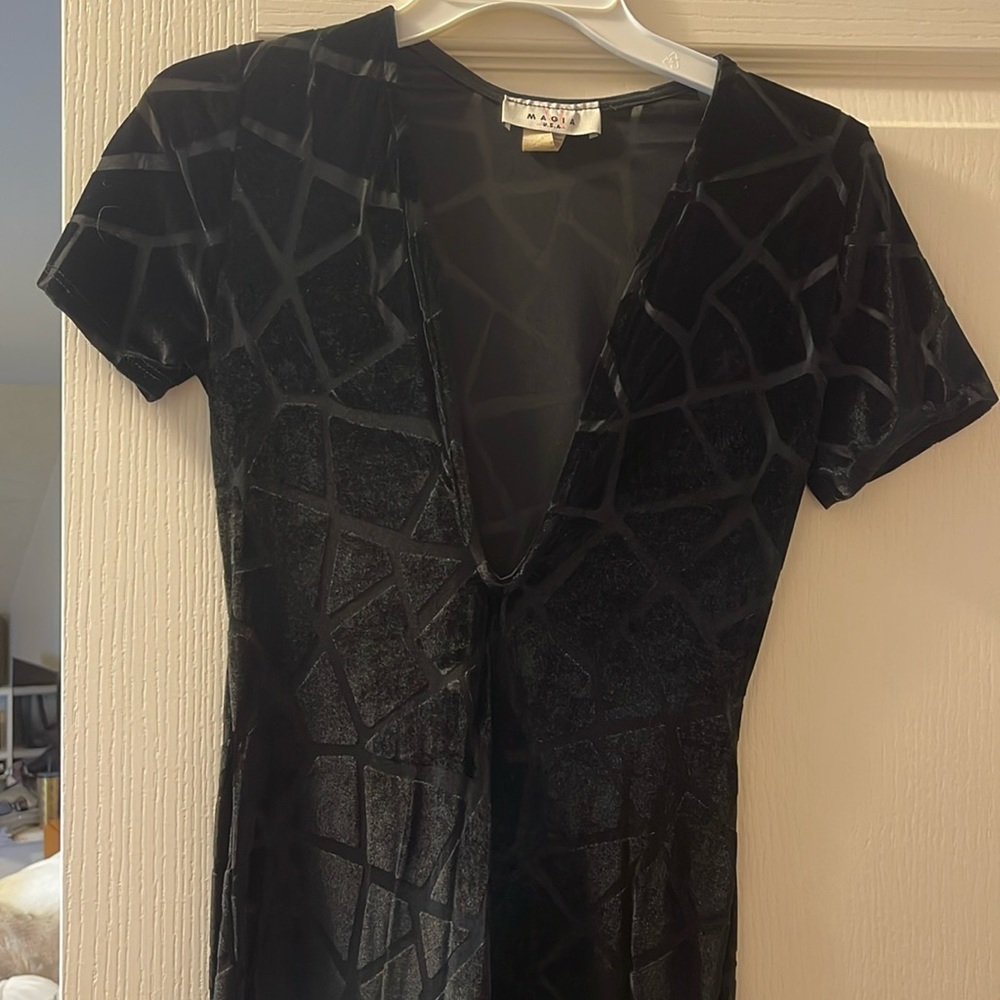 Sheer wedding guest dress with pattern